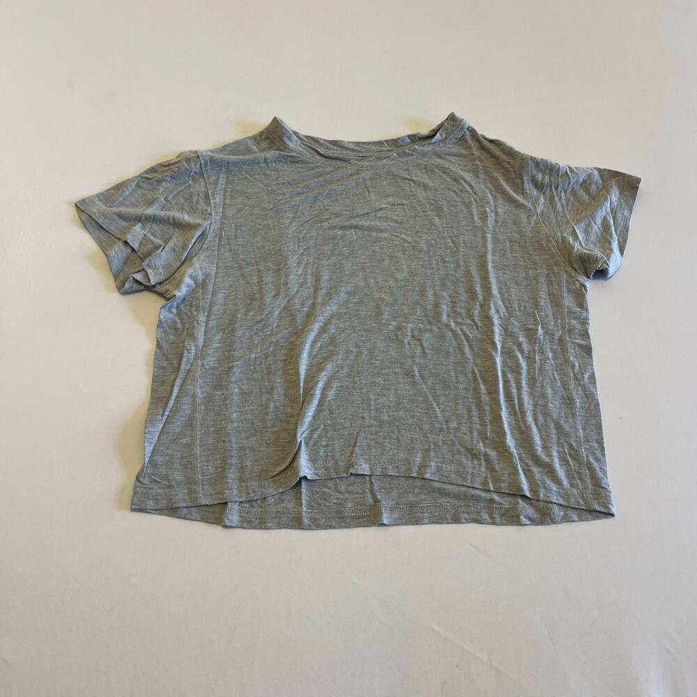 Fleo Skimmer Tee Heather Grey Crop Activewear Tee - Small